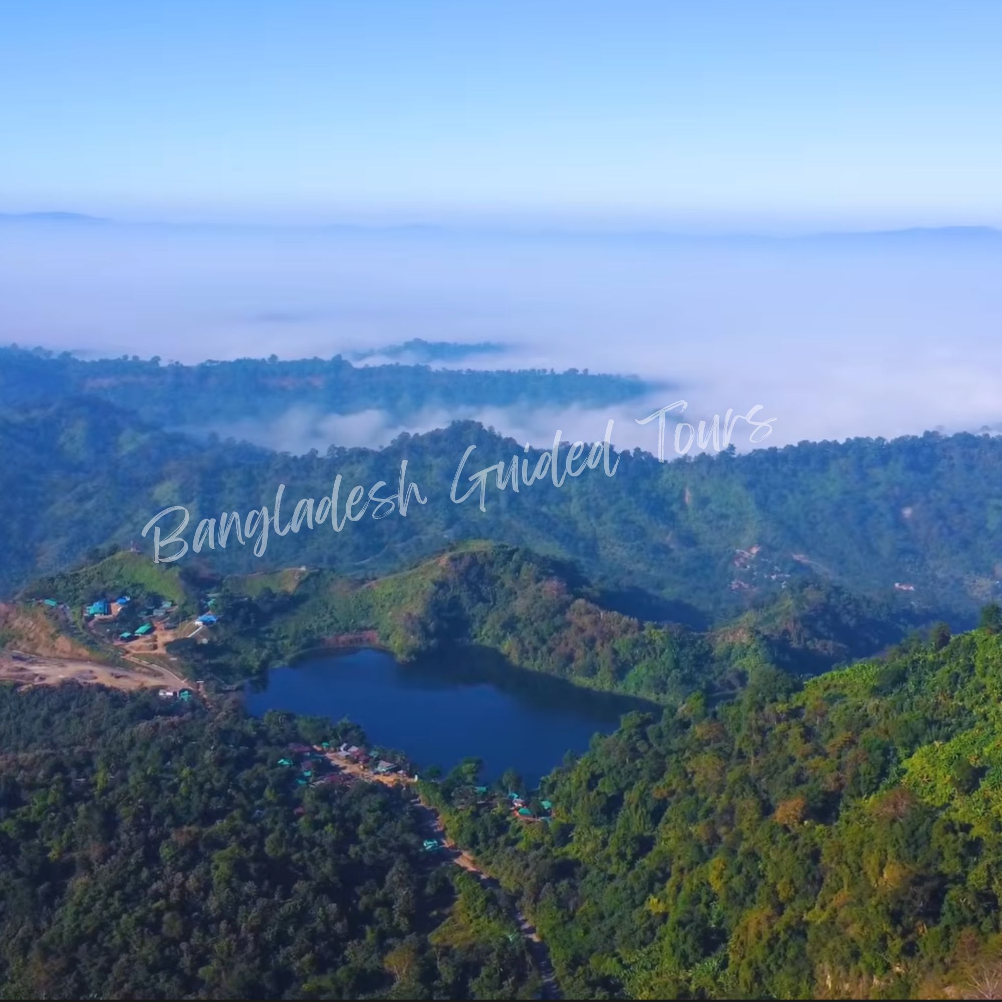 Peaceful blue water of Boga Lake at high altitude in Bandarban, Bangladesh