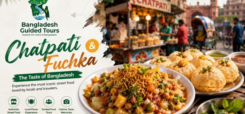 Authentic Bangladeshi chatpati and fuchka street food served with spicy tamarind water by Bangladesh Guided Tours
