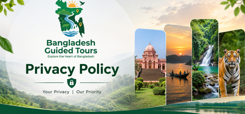 Privacy Policy feature image by Bangladesh Guided Tours highlighting secure customer data protection, trusted travel services, and privacy commitment in Bangladesh.